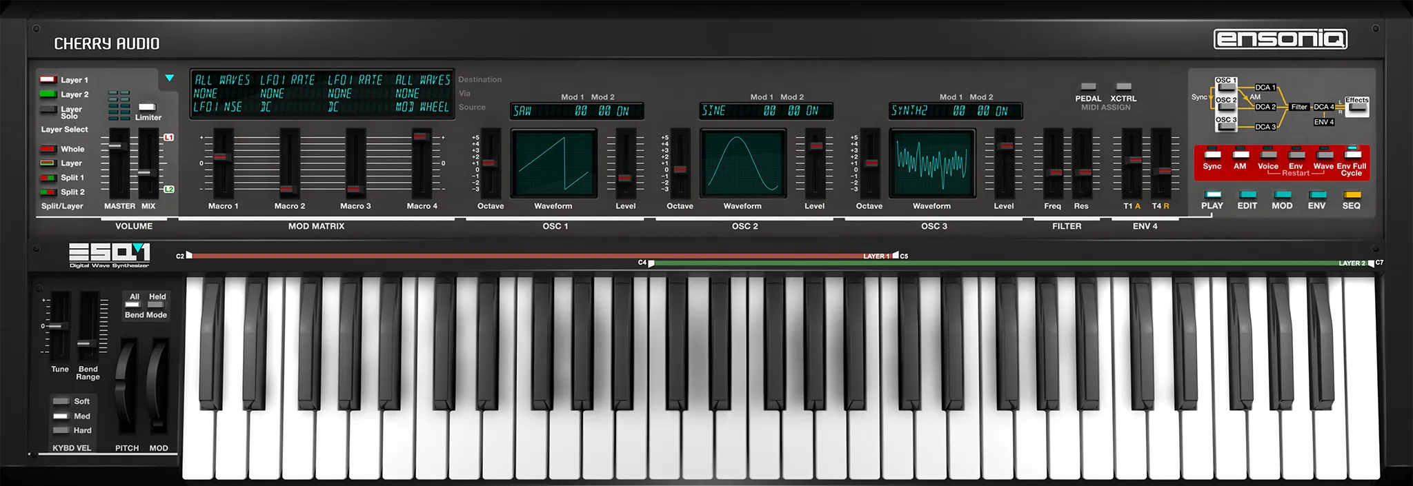 Cherry Audio Ensoniq ESQ-1。80年代デジタル波形とアナログフィルター